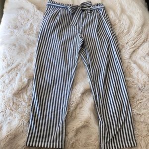 Stripped pants with tie